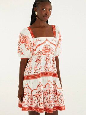 farm rio red spring bananas mini dress FARM RIO SPRING BANANAS BELTED MINI DRESS NWT, L